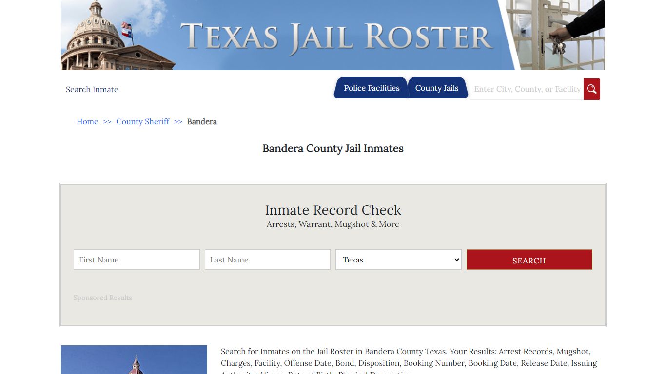 Bandera County Jail Inmates - Jail Roster Search