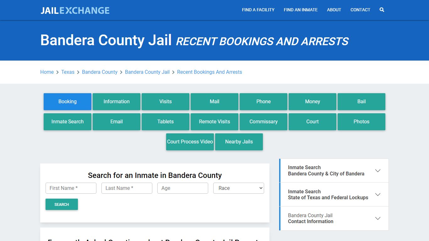 Bandera County Jail Recent Bookings And Arrests - Jail Exchange