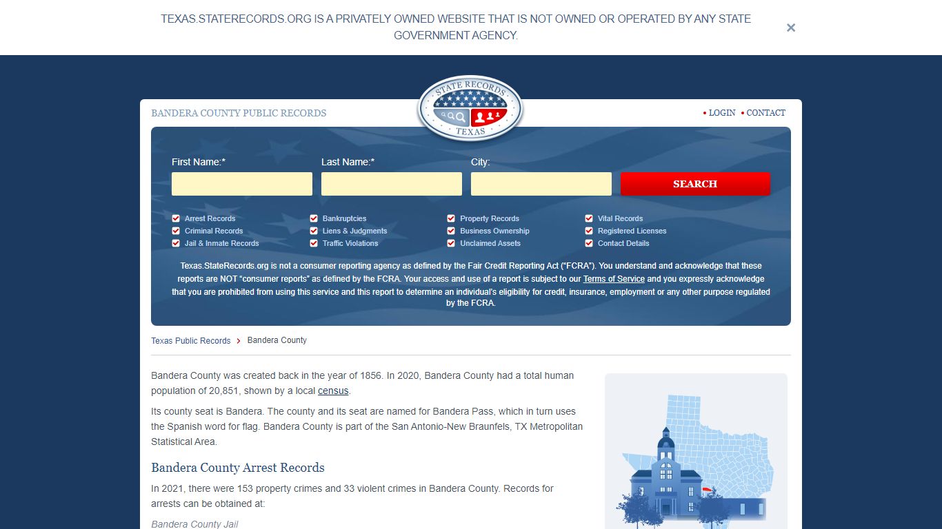 Bandera County Arrest, Court, and Public Records | StateRecords.org